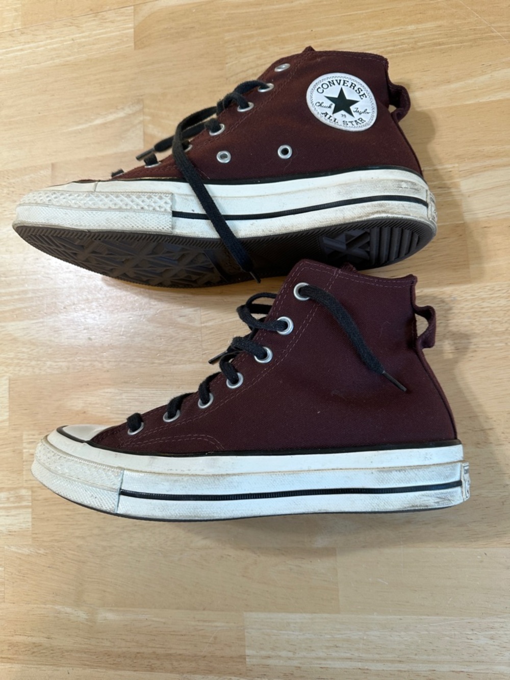Burgundy High-Top Canvas Sneaker with Black Laces - Picture 2 of 11